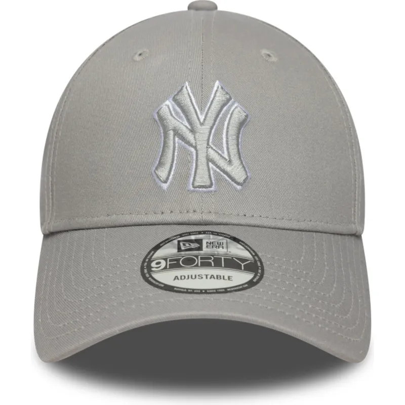 graue-verstellbare-curved-cap-9forty-outline-der-new-york-yankees-mlb-von-new-era
