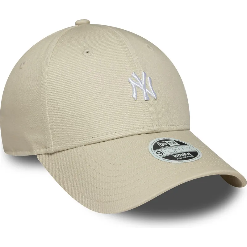 bezowa-zakrzywiona-czapka-regulowana-dla-kobiet-9forty-mini-logo-new-york-yankees-mlb-od-new-era