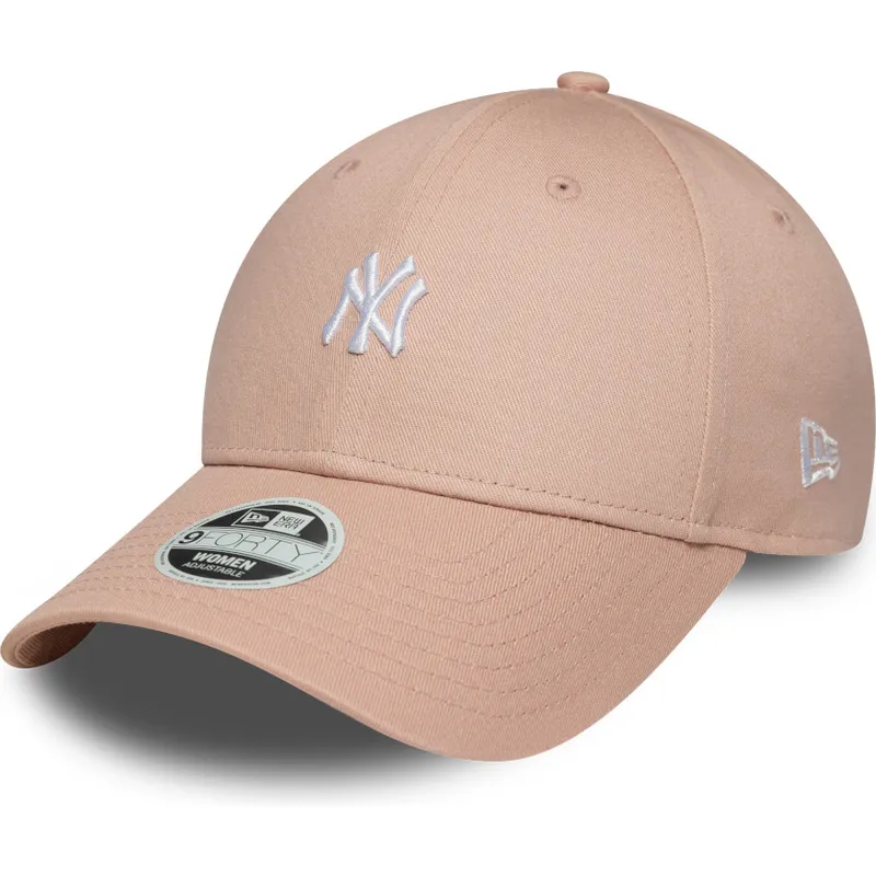 rozowa-zakrzywiona-czapka-z-daszkiem-regulowana-dla-kobiet-9forty-mini-logo-new-york-yankees-mlb-od-new-era