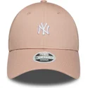 gebogene-rosa-verstellbare-damenkappe-9forty-mini-logo-new-york-yankees-mlb-von-new-era