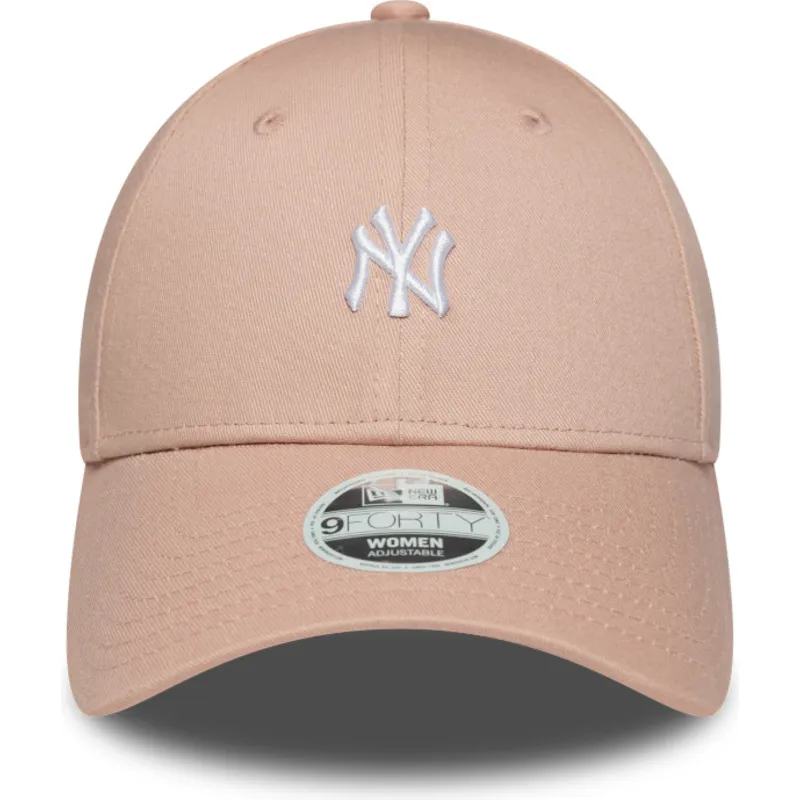 new-era-new-york-yankees-mlb-9forty-mini-logo-justerbar-lyserod-kurvet-kasket-til-kvinder