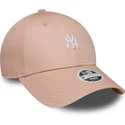 gebogene-rosa-verstellbare-damenkappe-9forty-mini-logo-new-york-yankees-mlb-von-new-era
