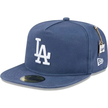 New Era Flat Brim 59FIFTY A Frame Championship Side Flag Los Angeles Dodgers MLB Blue Fitted Cap