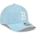 hellblaue-snapback-kappe-mit-gebogenem-schirm-9forty-m-crown-a-frame-cotton-weave-der-boston-red-sox-mlb-von-new-era