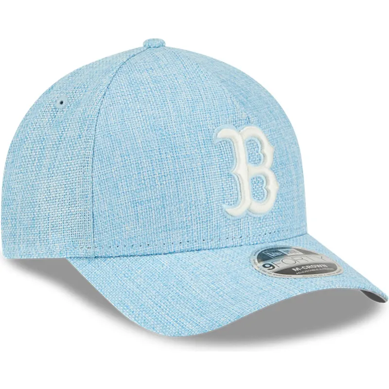 hellblaue-gebogene-snapback-kappe-9forty-m-crown-a-frame-cotton-weave-der-boston-red-sox-mlb-von-new-era