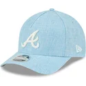 hellblaue-gebogene-snapback-kappe-9forty-m-crown-a-frame-cotton-weave-der-atlanta-braves-mlb-von-new-era