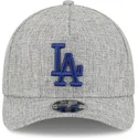 graue-gebogene-snapback-kappe-mit-blauem-logo-9forty-m-crown-a-frame-cotton-weave-der-los-angeles-dodgers-mlb-von-new-era