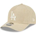 cappellino-beige-snapback-curvo-9forty-m-crown-a-frame-cotton-weave-dei-los-angeles-dodgers-mlb-di-new-era