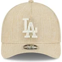 beige-buet-snapback-kasket-9forty-m-crown-a-frame-cotton-weave-los-angeles-dodgers-mlb-fra-new-era