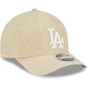 beige-buet-snapback-kasket-9forty-m-crown-a-frame-cotton-weave-los-angeles-dodgers-mlb-fra-new-era