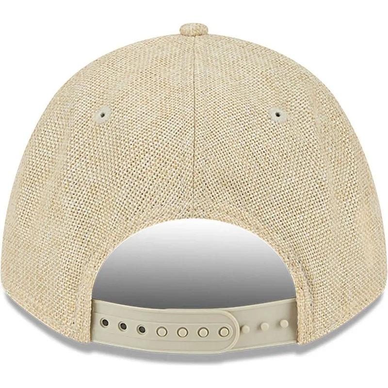 cappellino-beige-snapback-curvo-9forty-m-crown-a-frame-cotton-weave-dei-los-angeles-dodgers-mlb-di-new-era