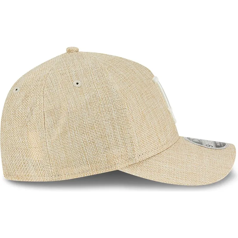 cappellino-curvo-beige-snapback-9forty-m-crown-a-frame-cotton-weave-dei-los-angeles-dodgers-mlb-di-new-era