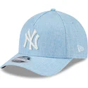hellblaue-gebogene-snapback-kappe-9forty-m-crown-a-frame-cotton-weave-der-new-york-yankees-mlb-von-new-era