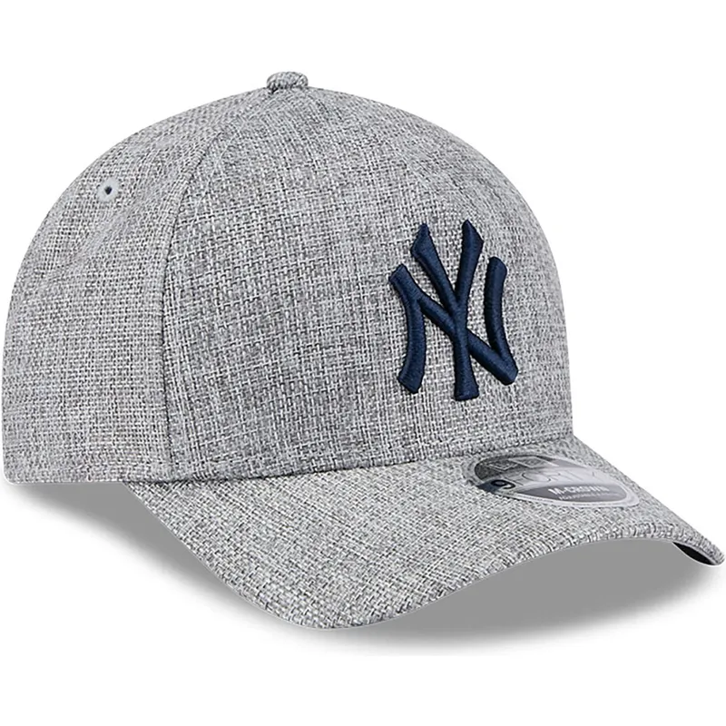 cappellino-curvo-grigio-snapback-con-logo-blu-marino-9forty-m-crown-a-frame-cotton-weave-di-new-york-yankees-mlb-di-new-era