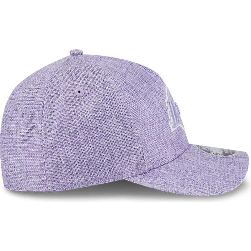 violette-gebogene-snapback-kappe-9forty-m-crown-a-frame-cotton-weave-der-los-angeles-lakers-nba-von-new-era