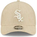 cappello-beige-con-visiera-curva-snapback-9forty-m-crown-a-frame-cotton-weave-dei-chicago-white-sox-mlb-di-new-era