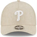 beige-gebogene-snapback-kappe-9forty-m-crown-a-frame-cotton-weave-der-philadelphia-phillies-mlb-von-new-era