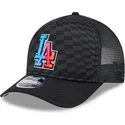 schwarze-trucker-kappe-9forty-m-crown-a-frame-gradient-raceway-der-los-angeles-dodgers-mlb-von-new-era
