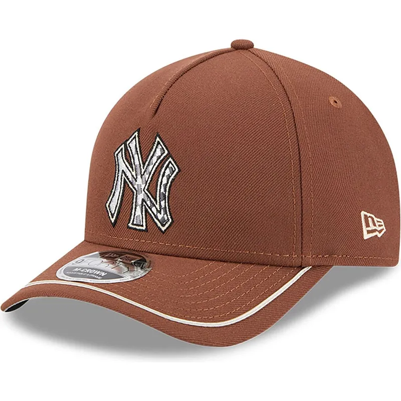 cappellino-curvo-marrone-snapback-9forty-m-crown-a-frame-motorsport-di-new-york-yankees-mlb-di-new-era