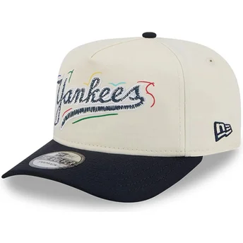 Gorra curva blanca y negra snapback Golfer Team Scribble de New York Yankees MLB de New Era