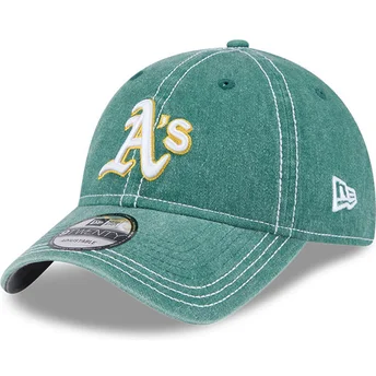 Cappellino curvo verde regolabile 9TWENTY Washed Contrast di Oakland Athletics MLB di New Era