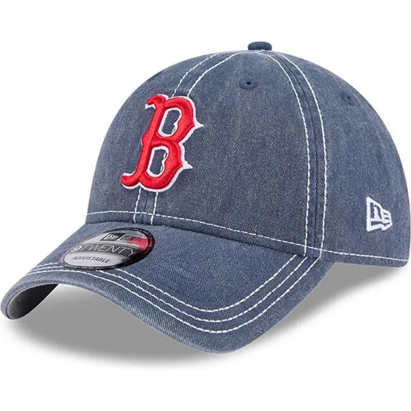 blaue-gebogene-verstellbare-kappe-9twenty-washed-contrast-der-boston-red-sox-mlb-von-new-era