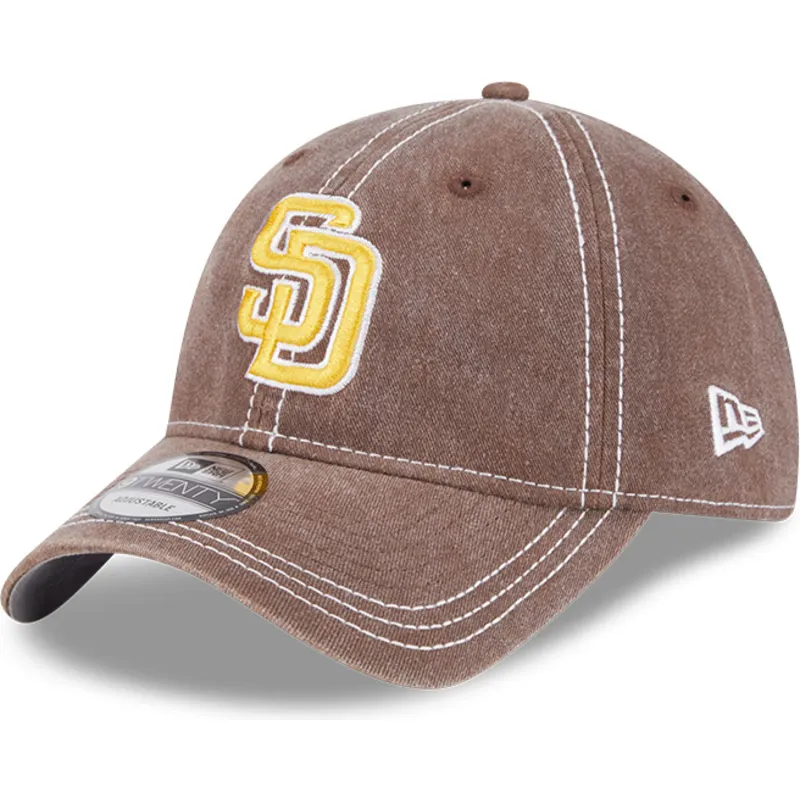 braune-gebogene-verstellbare-kappe-9twenty-washed-contrast-der-san-diego-padres-mlb-von-new-era