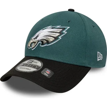 Cappellino visiera curva verde e nero regolabile 9FORTY The League di Philadelphia Eagles NFL di New Era