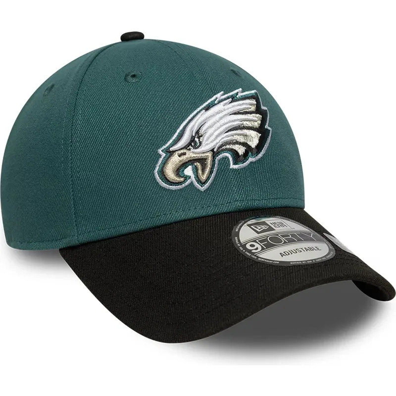 cappellino-curvo-verde-e-nero-regolabile-9forty-the-league-di-philadelphia-eagles-nfl-di-new-era