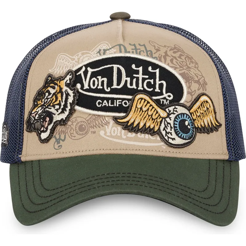 truckerkeps-beige-bla-och-gron-patches07-fran-von-dutch