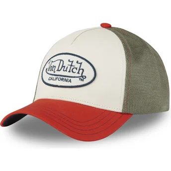Beige, grøn og rød trucker-kasket TERRY07 fra Von Dutch