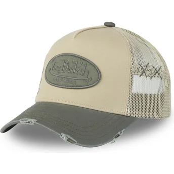 Czapka trucker beżowo-zielona USED 02 od Von Dutch
