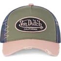 gorra-trucker-gron-bla-og-lyserod-used-03-fra-von-dutch