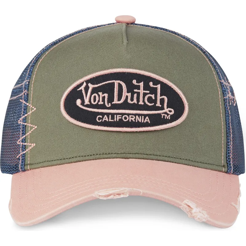 gorra-trucker-gron-bla-og-lyserod-used-03-fra-von-dutch