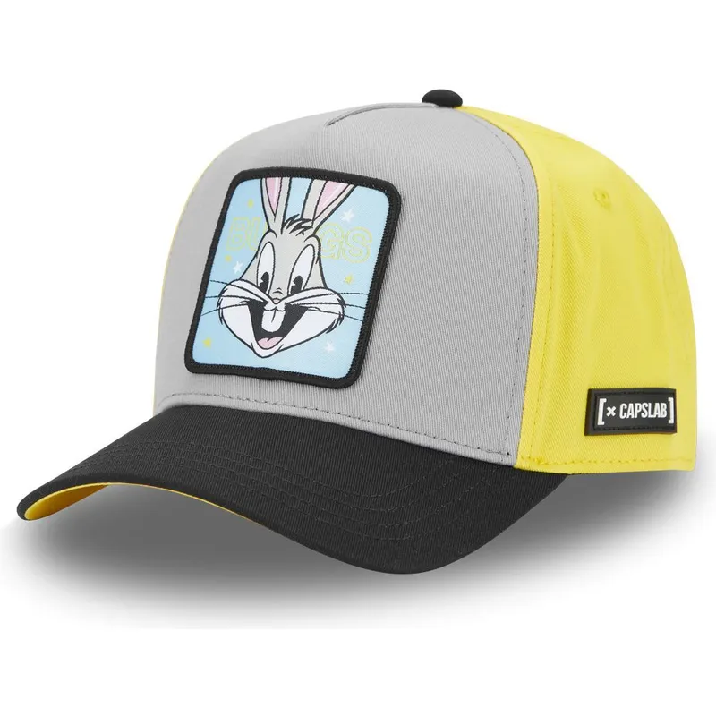 cappellino-visiera-curva-grigio-giallo-e-nero-snapback-bugs-bunny-loo11-bep1-looney-tunes-di-capslab
