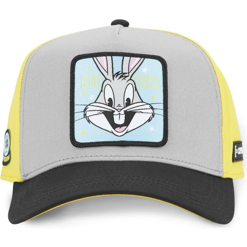 cappellino-visiera-curva-grigio-giallo-e-nero-snapback-bugs-bunny-loo11-bep1-looney-tunes-di-capslab