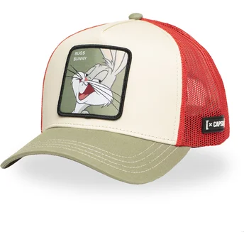 Casquette trucker beige, rouge et verte Bugs Bunny LOO11 BUG1 Looney Tunes Capslab