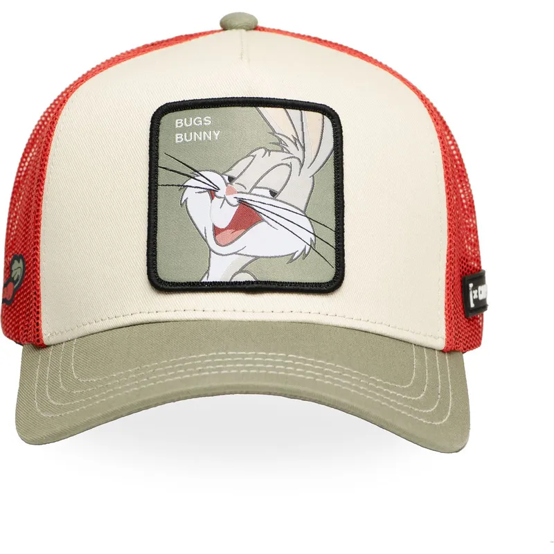 beige-rod-och-gron-truckerkeps-bugs-bunny-loo11-bug1-looney-tunes-fran-capslab
