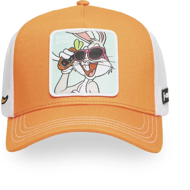 trucker-cap-orange-und-weiss-bugs-bunny-loo11-bug2-looney-tunes-von-capslab