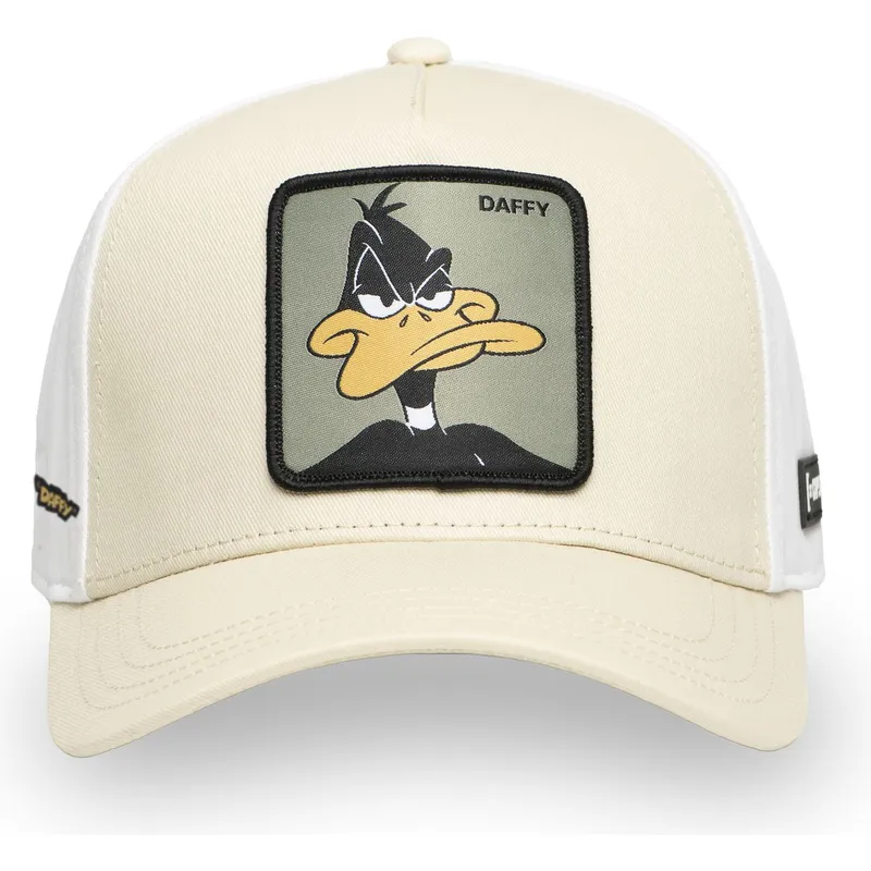 cappellino-curvo-beige-e-bianco-snapback-daffy-duck-loo11-daf2-looney-tunes-di-capslab