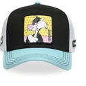 cappellino-trucker-nero-bianco-e-blu-silvestre-loo11-syl-looney-tunes-di-capslab