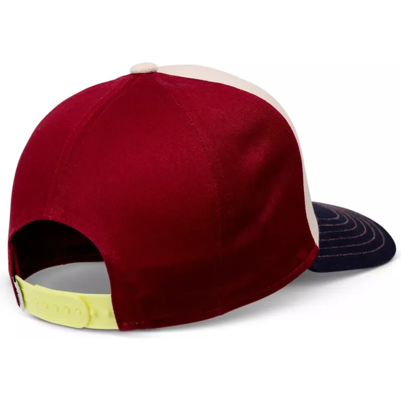 cappellino-curvo-beige-rosso-e-blu-snapback-per-bambino-peace-pizza-food-di-djinns