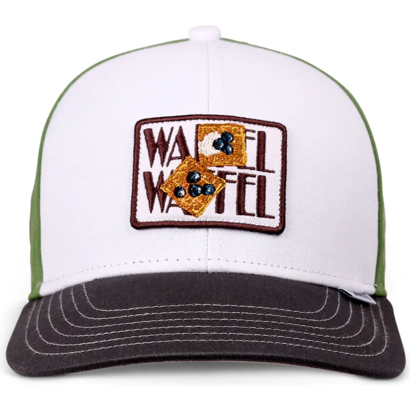 hvid-gron-og-sort-buet-snapback-kasket-til-drenge-waffle-food-fra-djinns