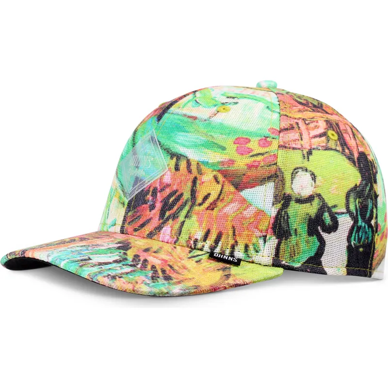 mehrfarbige-gebogene-snapback-kappe-truefit-painting-von-djinns