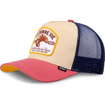 Djinns Croissant HFT La Bonne Vie 2 Beige, Red and Blue Trucker Hat