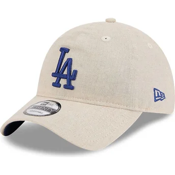 Gorra curva beige ajustable con logo azul 9TWENTY Linen Spring Training Fan Pack 2025 de Los Angeles Dodgers MLB de New Era