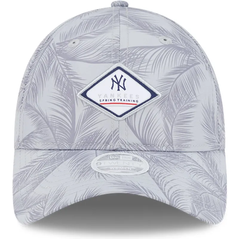 szara-regulowana-czapka-z-zakrzywionym-daszkiem-dla-kobiet-9twenty-leaf-open-back-spring-training-fan-pack-2025-new-york-yankees