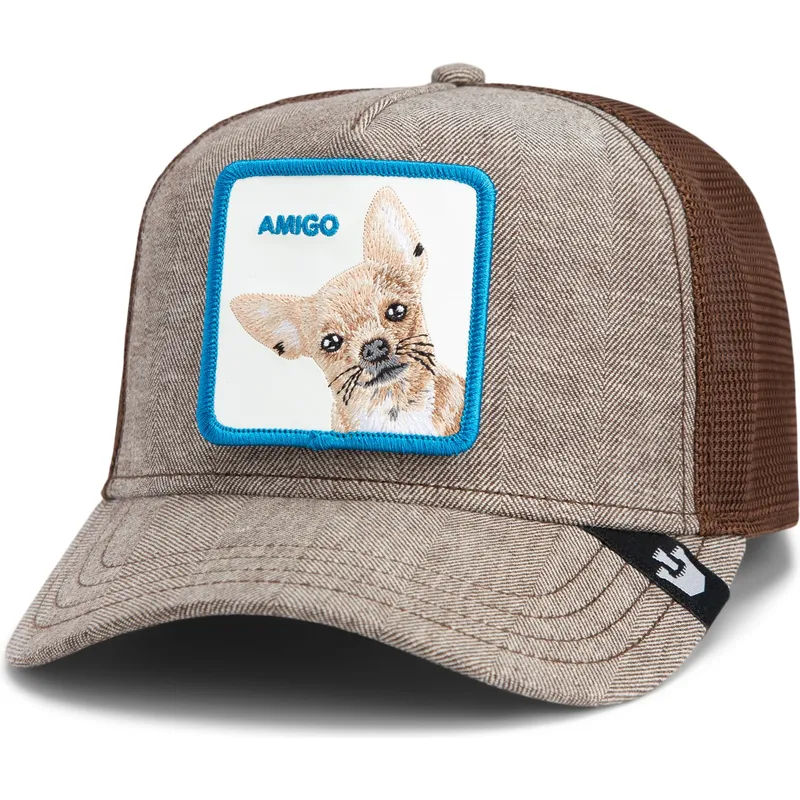 trucker-cap-braun-hund-chihuahua-amigo-suited-friend-business-professional-the-farm-von-goorin-bros