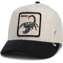 gorra-curva-beige-e-nera-snapback-scorpione-deadly-lethal-linen-rugged-comfort-the-farm-di-goorin-bros