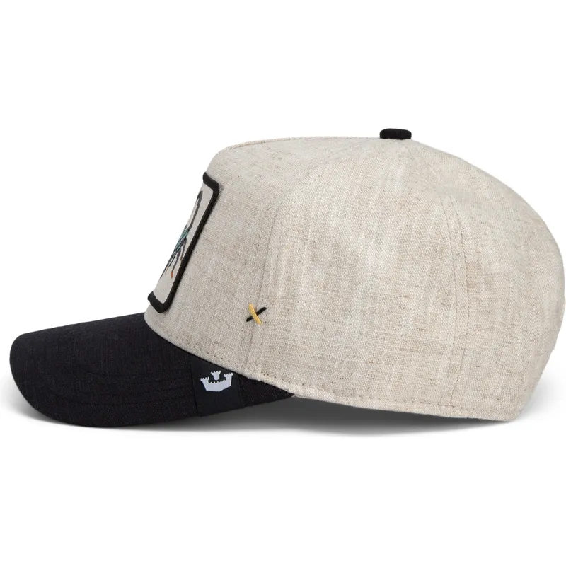 bezowo-czarna-czapka-z-zakrzywionym-daszkiem-snapback-skorpion-deadly-lethal-linen-rugged-comfort-the-farm-od-goorin-bros